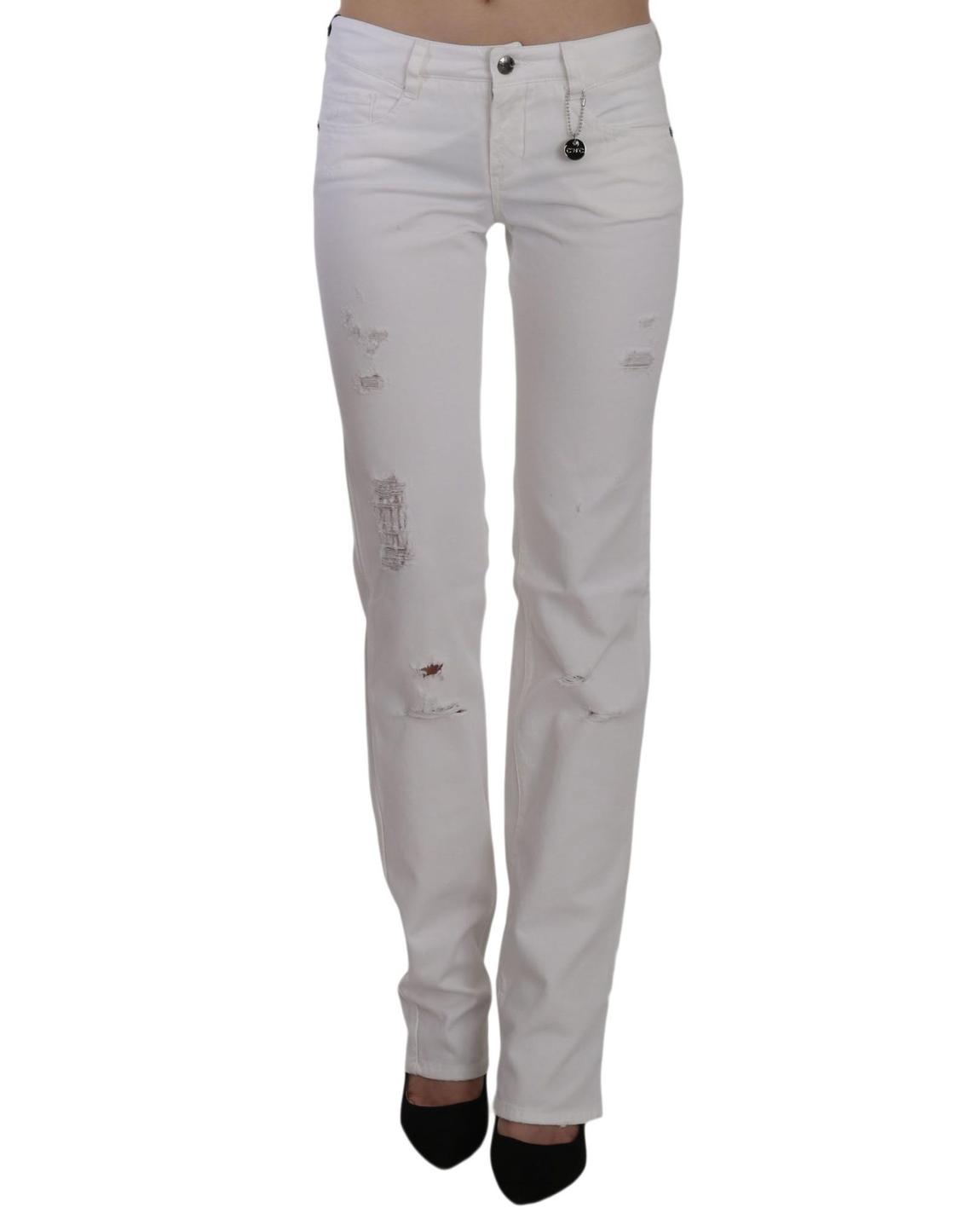 Costume National Distressed Jeans Wo - White Jeans main product photo