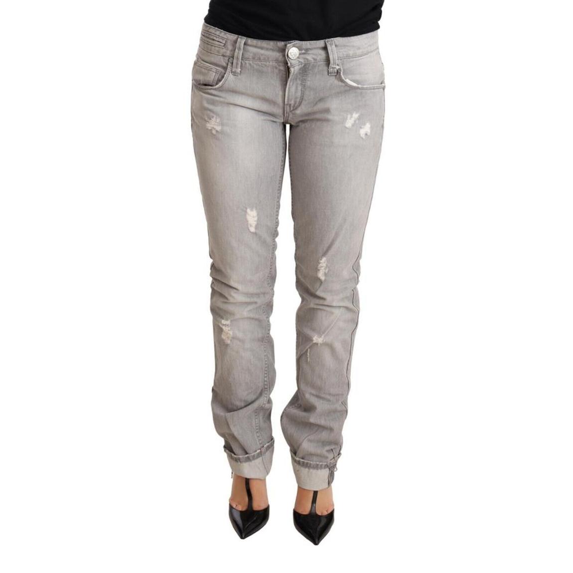 Grey Distressed Straight Jeans - Gray Jeans main product photo