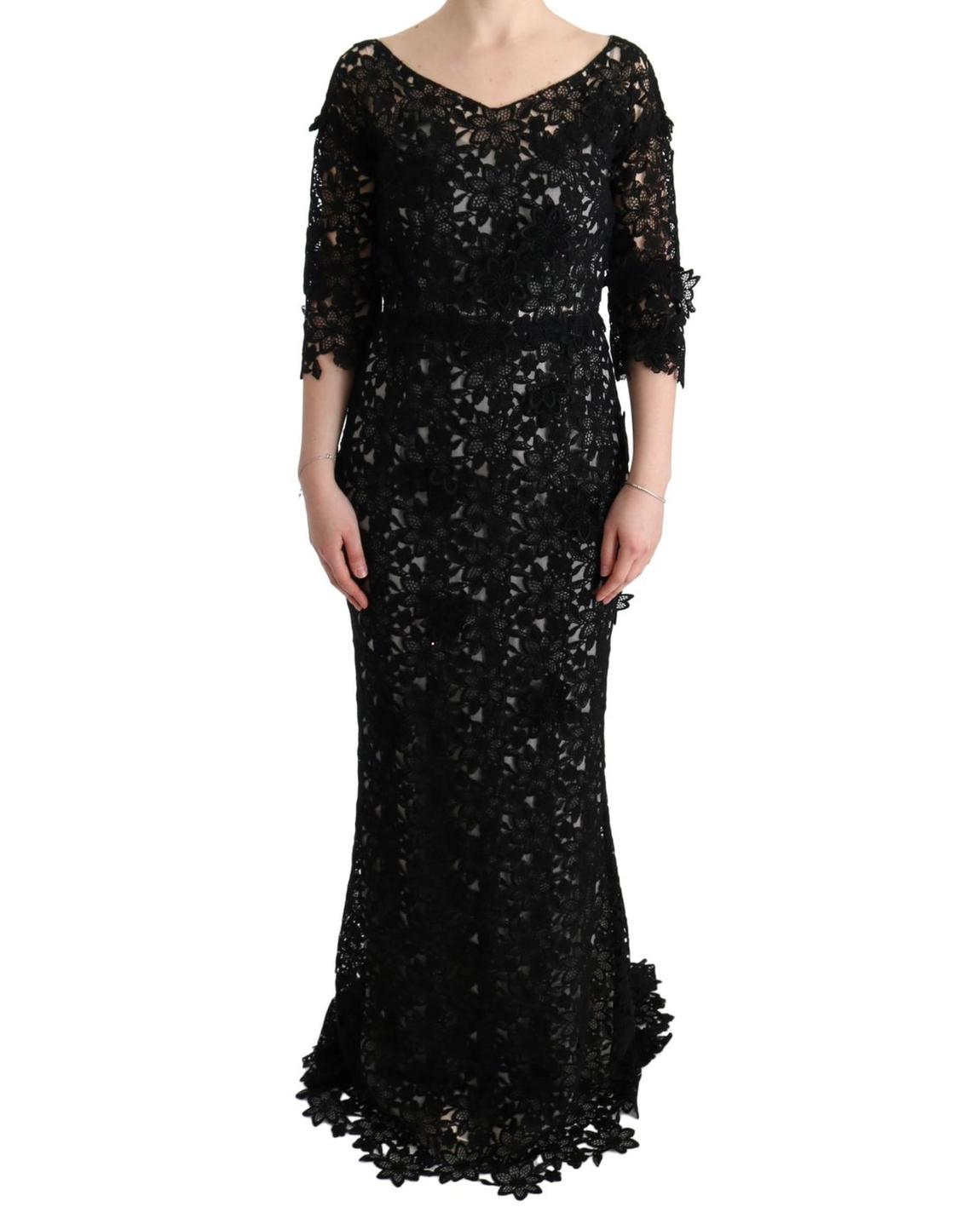 Floral Lace Maxi Dress Style SIG60574 Wo - Black Dresses main product photo