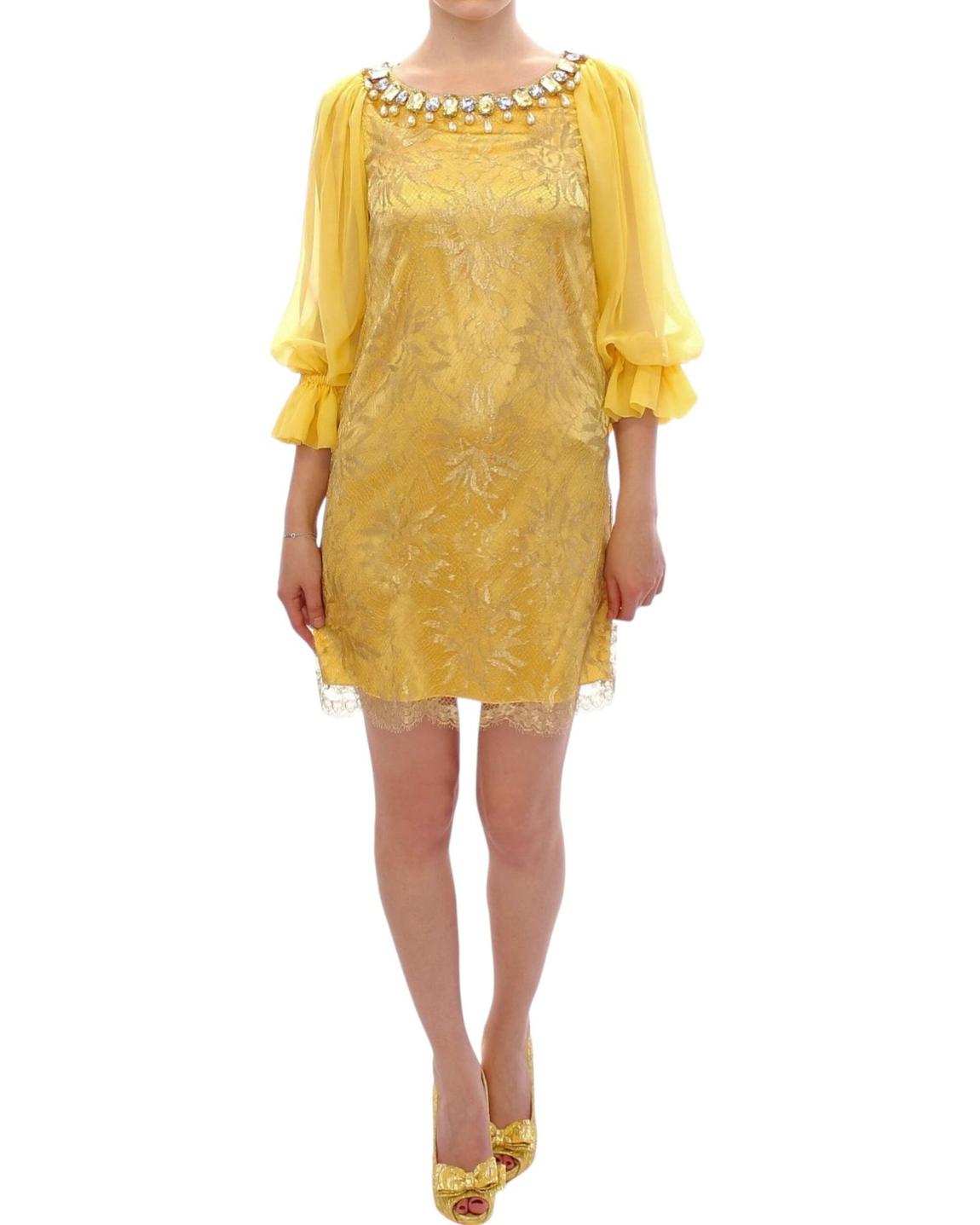 Dolce Gabbana Dress Jewel Neck 34 Sleeves - Yellow Dresses main product photo
