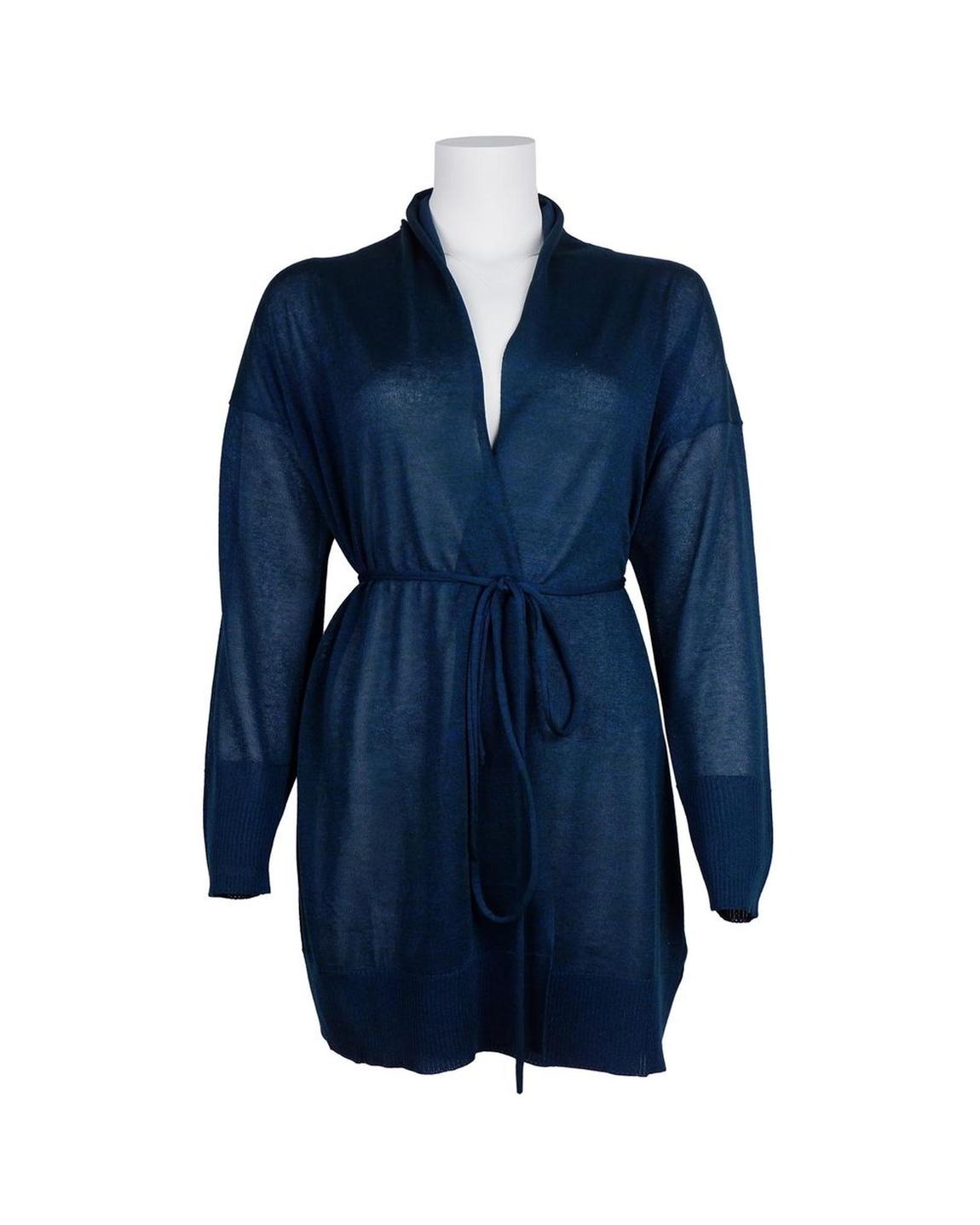 Belted Cardigan Navy AL12969 Wo - Blue Dresses main product photo