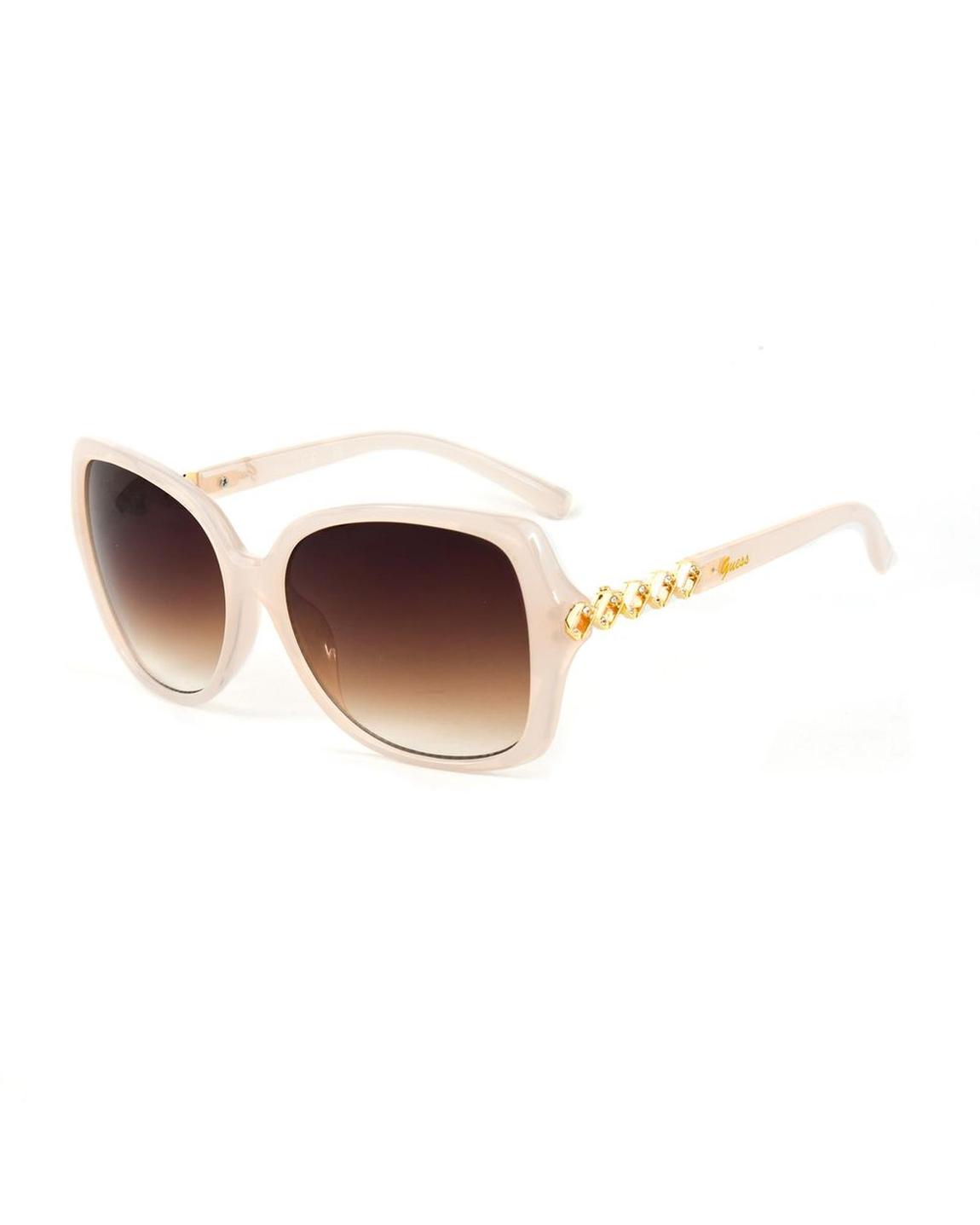 Oversized Square Sunglasses Chain Detail - Brown main product photo