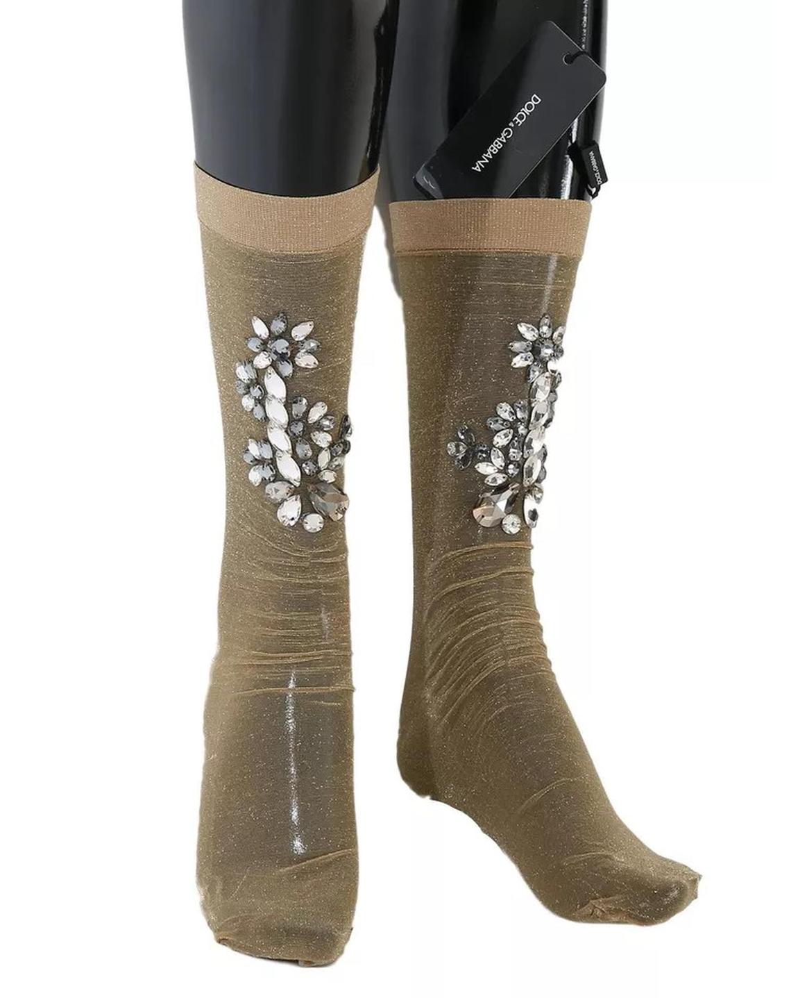 Embellished Sheer Socks Wo - Gold Miscellaneous Accessories main product photo