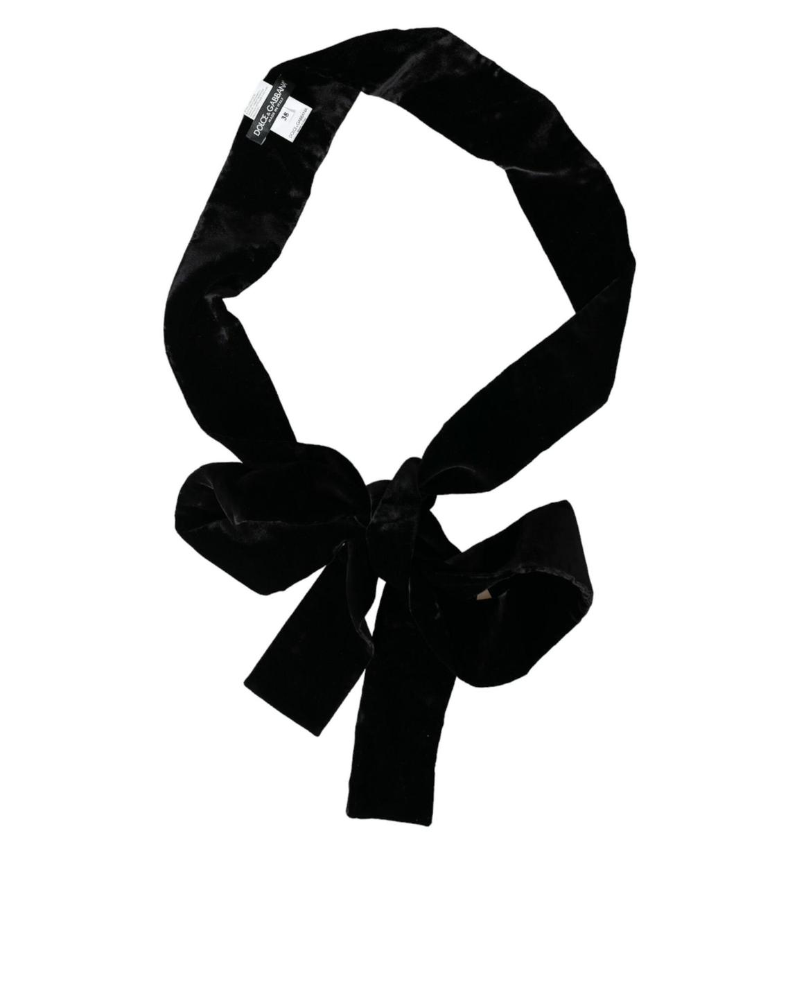 Velvet Tie Belt Bow Detail Wo - Black main product photo