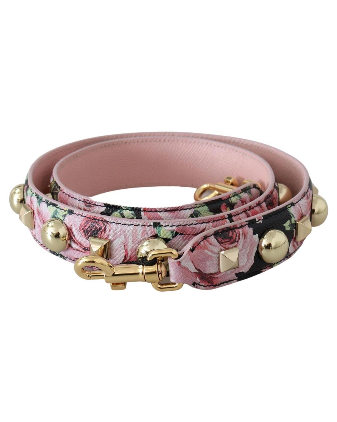 Floral Leather Bag Strap with Studs Wo - Pink Belts main product photo