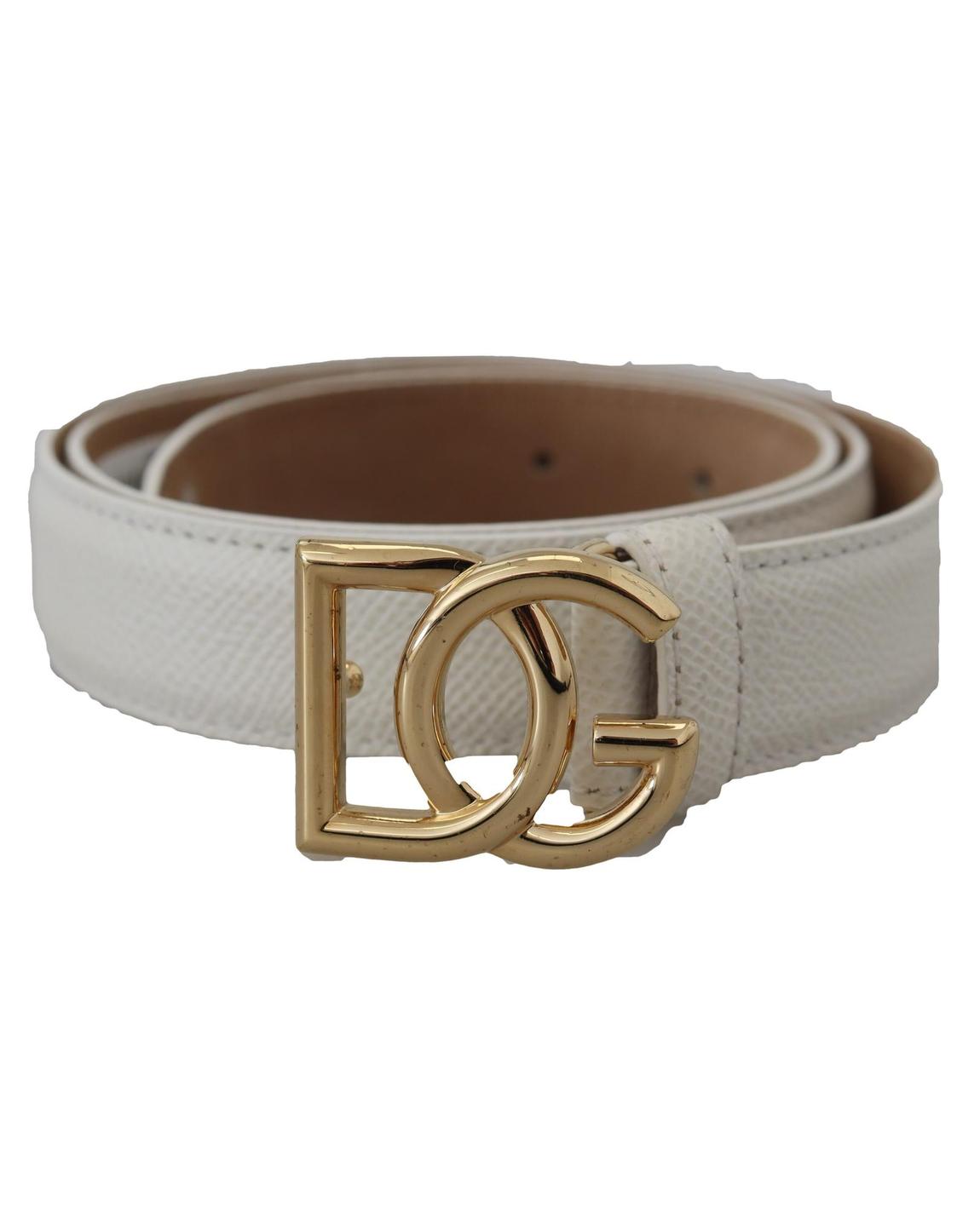 White Leather Belt Model DG Wo - Gold Black main product photo