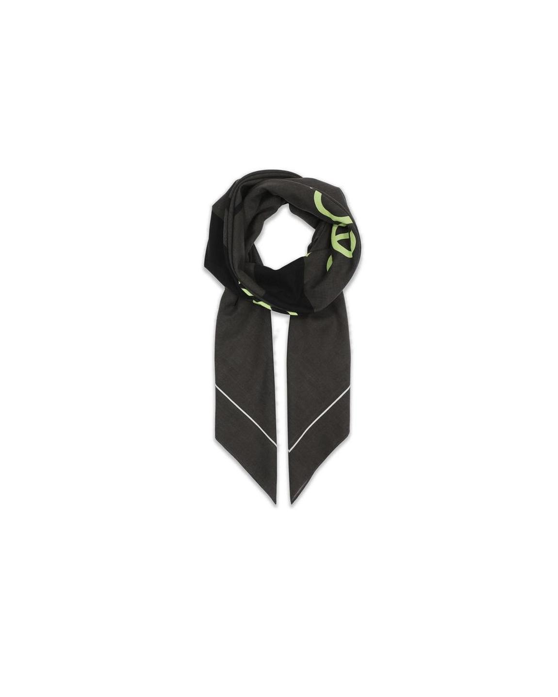 Geometric Print Cotton Scarf Wo - Black Scarves main product photo