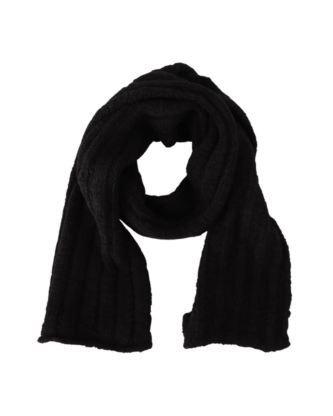 Dolce Gabbana Cable Knit Wool Scarf Wo - Black Scarves main product photo