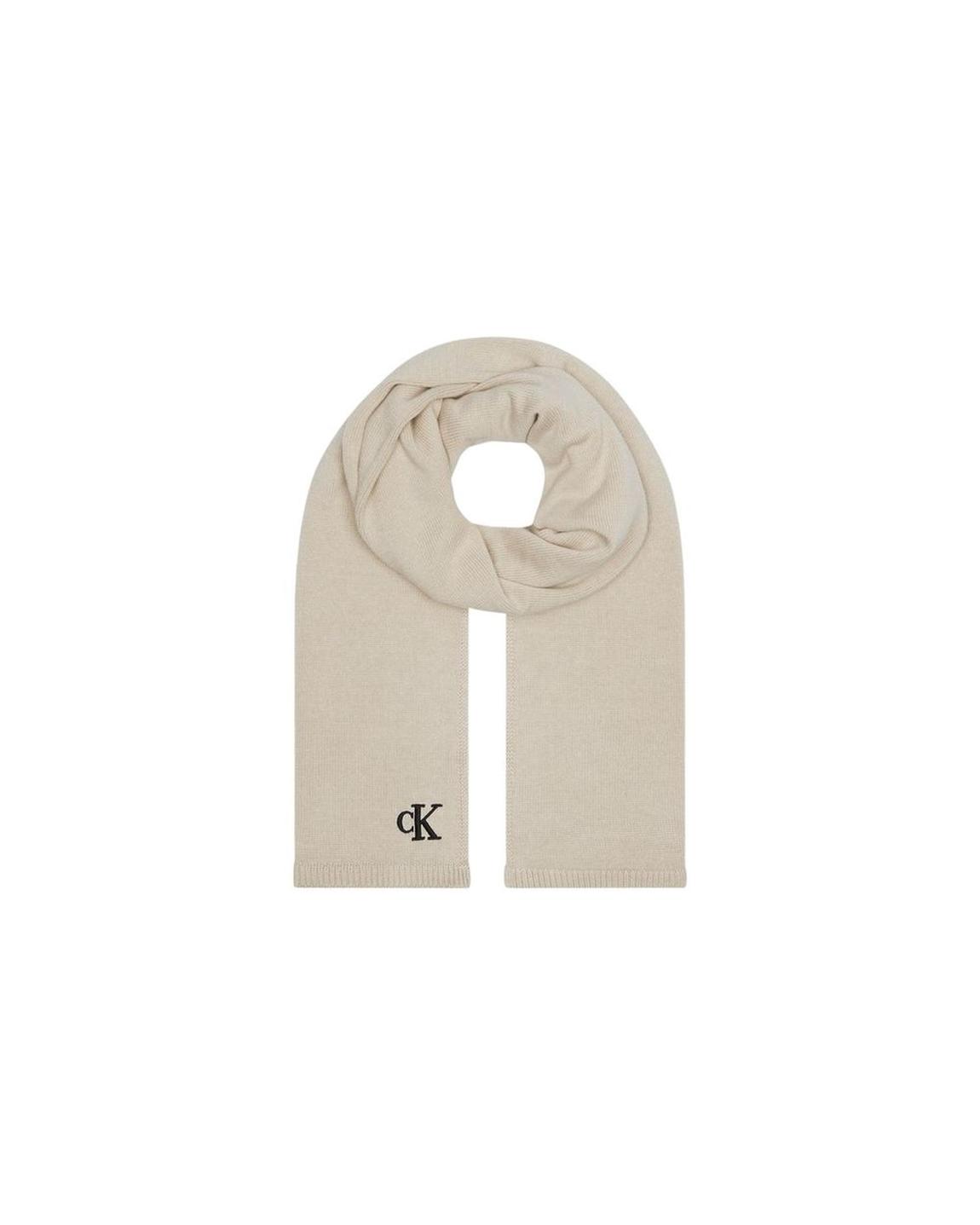 Rib Knit Scarf CK Logo Wo - Beige Scarves main product photo