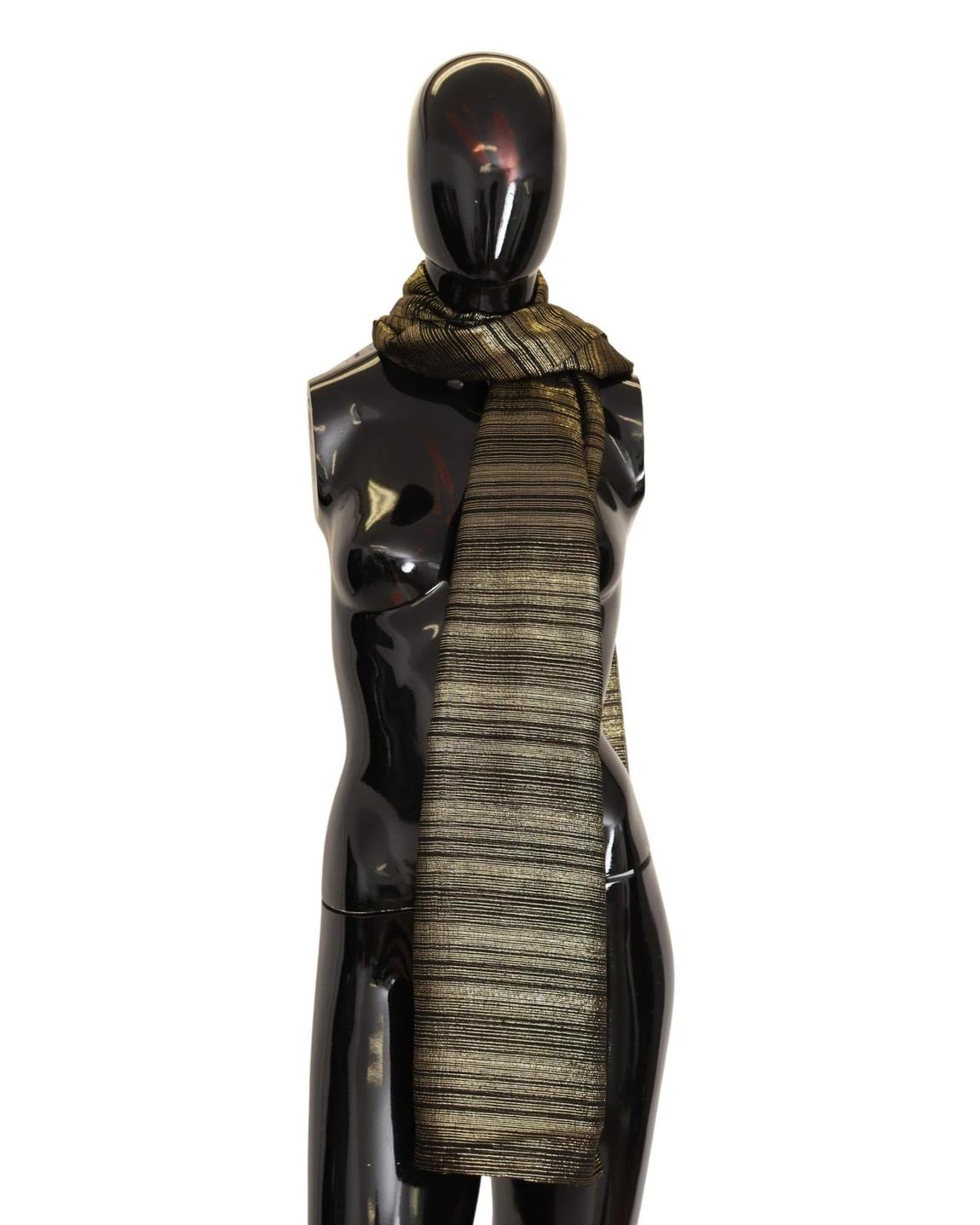 Dolce Gabbana Metallic Stripe Scarf Wo - Gold Scarves main product photo
