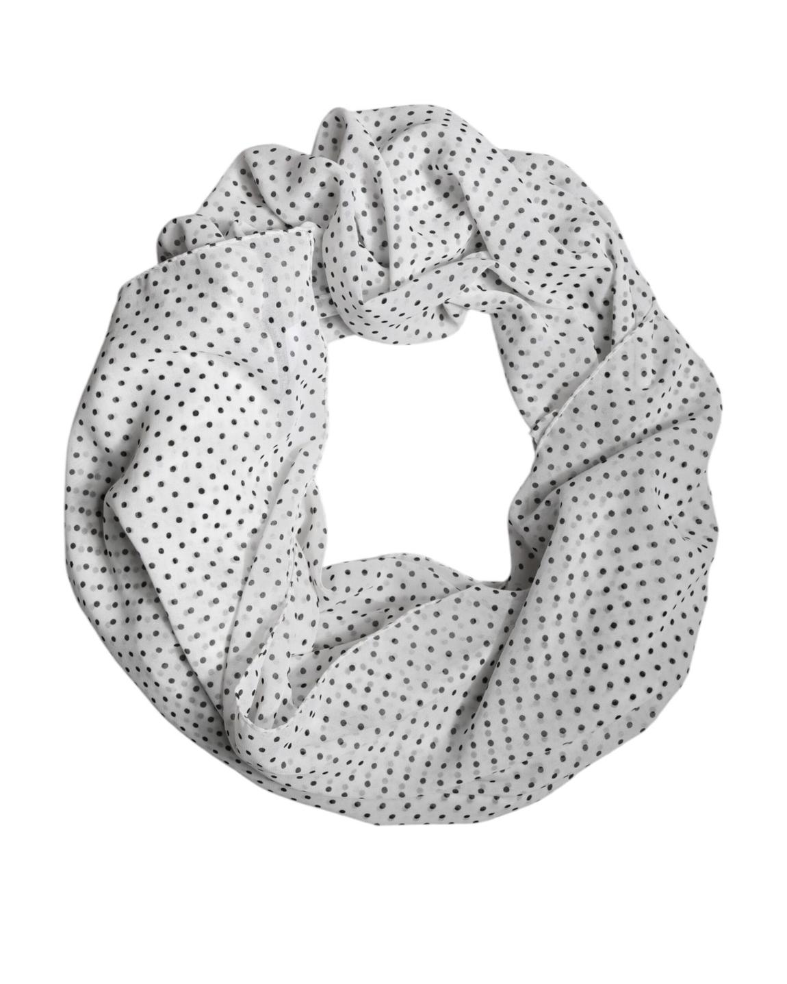 Polka Dot Silk Scarf Wo - White Scarves main product photo