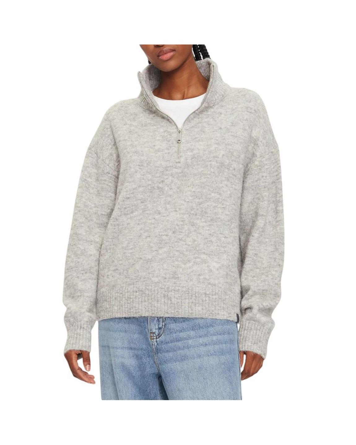 RelaxedFit Mock Neck Pullover Sweater Wo - Gray Cardigans main product photo