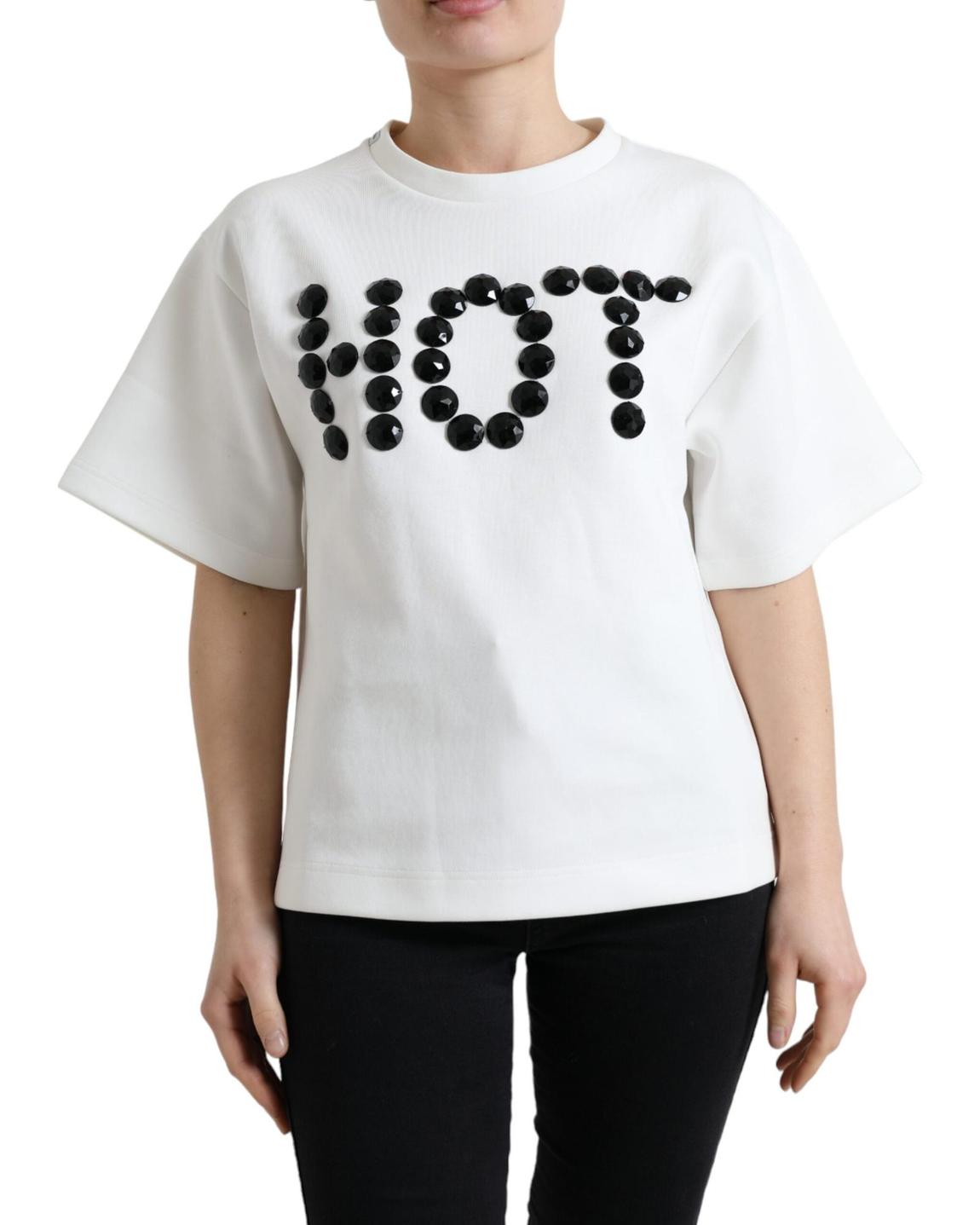 Hot Crystal TShirt Short Sleeves Wo - White Tops main product photo