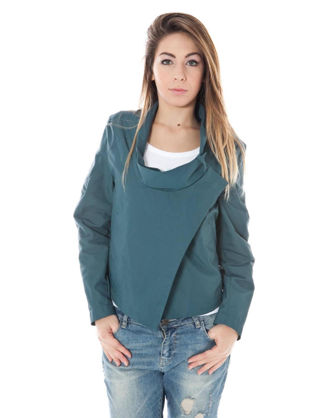 Teal Cowl Neck Jacket Wo - Green Jackets main product photo