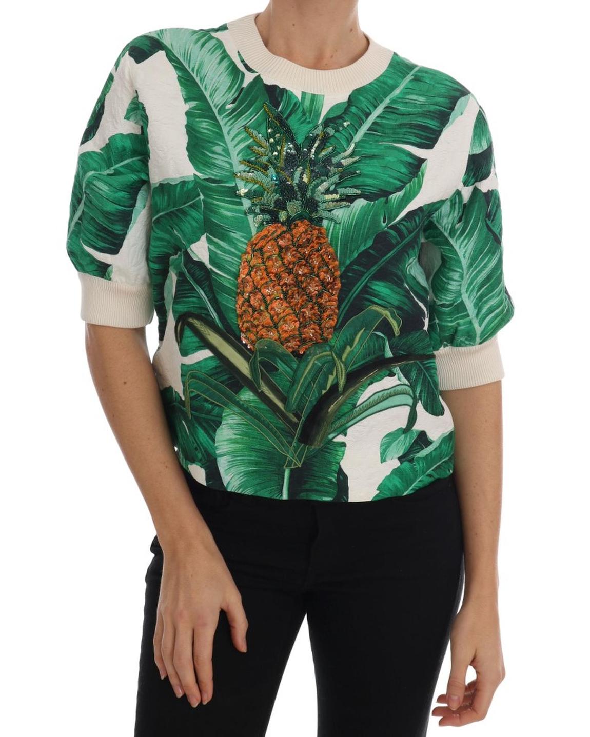 Pineapple Sweatshirt Banana Leaf Print Wo - Multicolor Sweaters main product photo