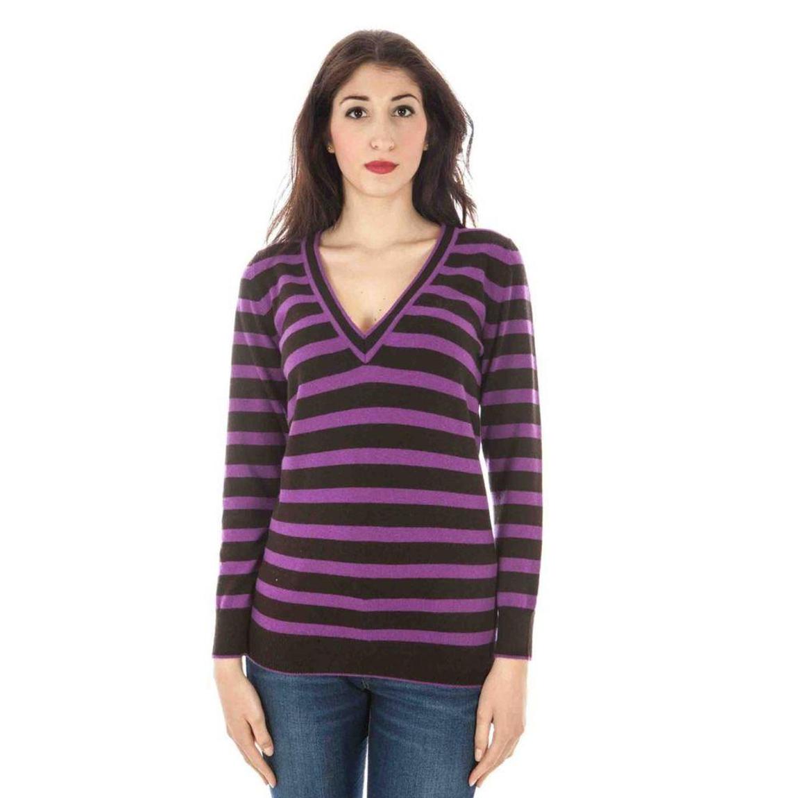 VNeck Striped Sweater Wo - Purple main product photo
