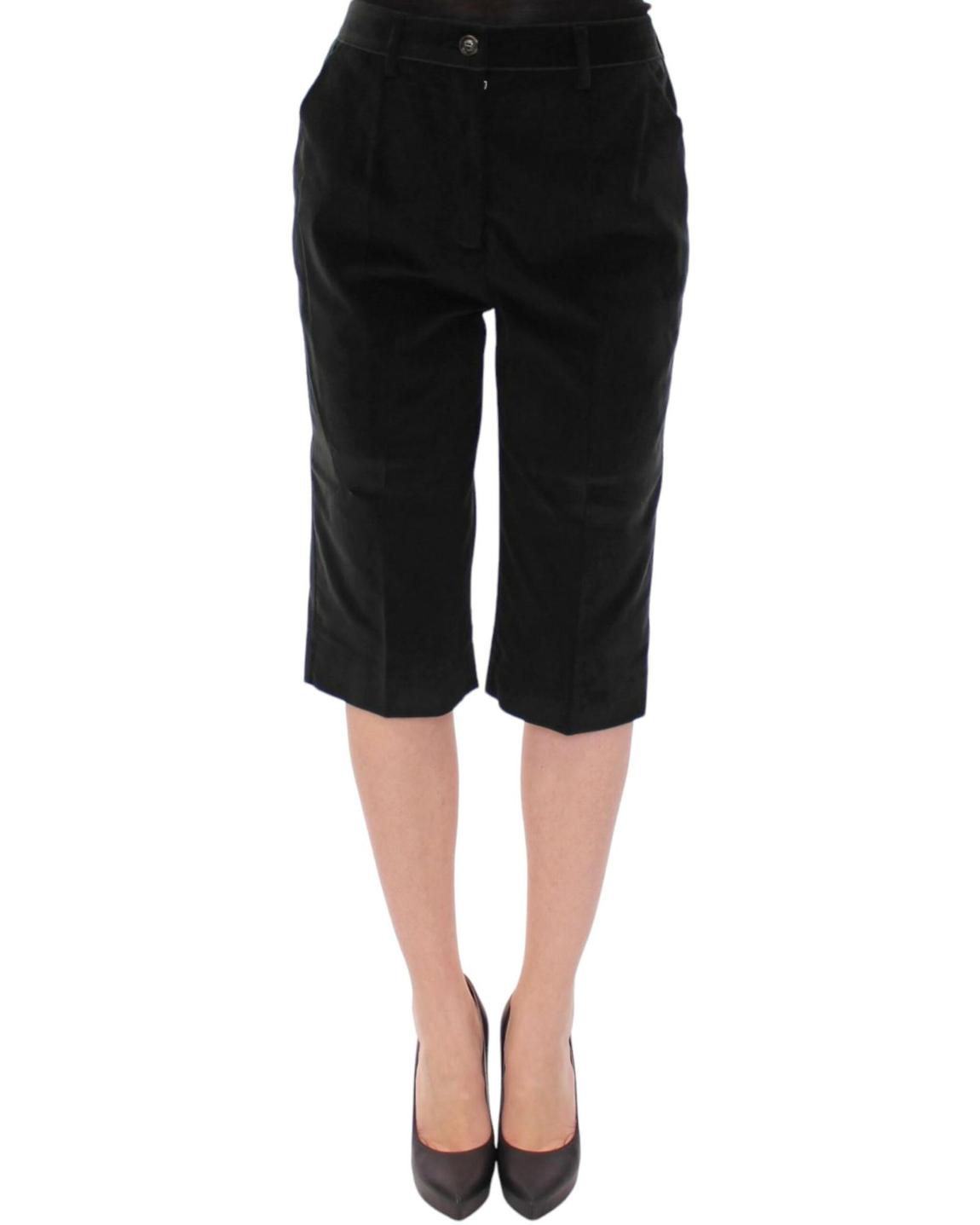 Velvet Shorts Midlength Style - Black main product photo