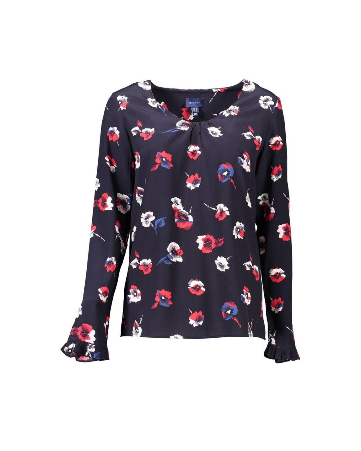 Floral Print Blouse Long Sleeve Wo - Black Sweaters main product photo