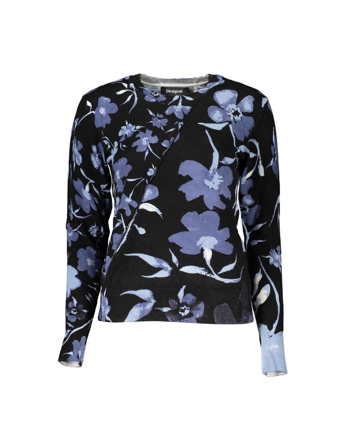 Floral Knit Sweater Wrap Style Wo - Black main product photo