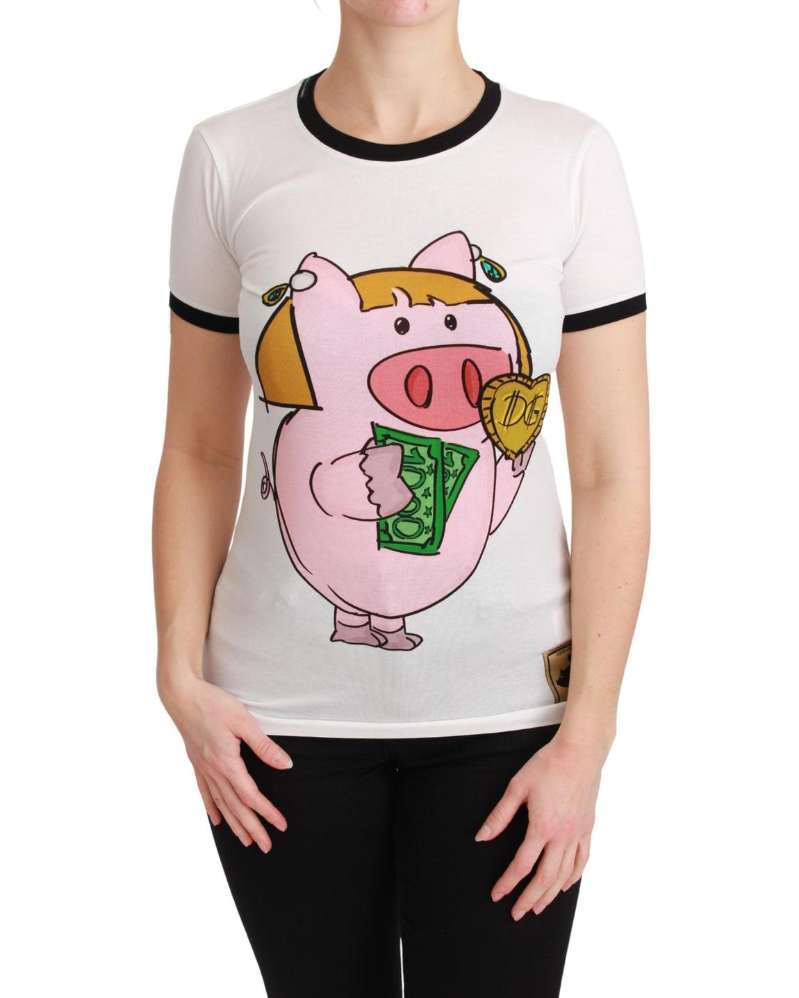 Dolce Gabbana Piggy TShirt TSH4552 Wo - White Tops main product photo