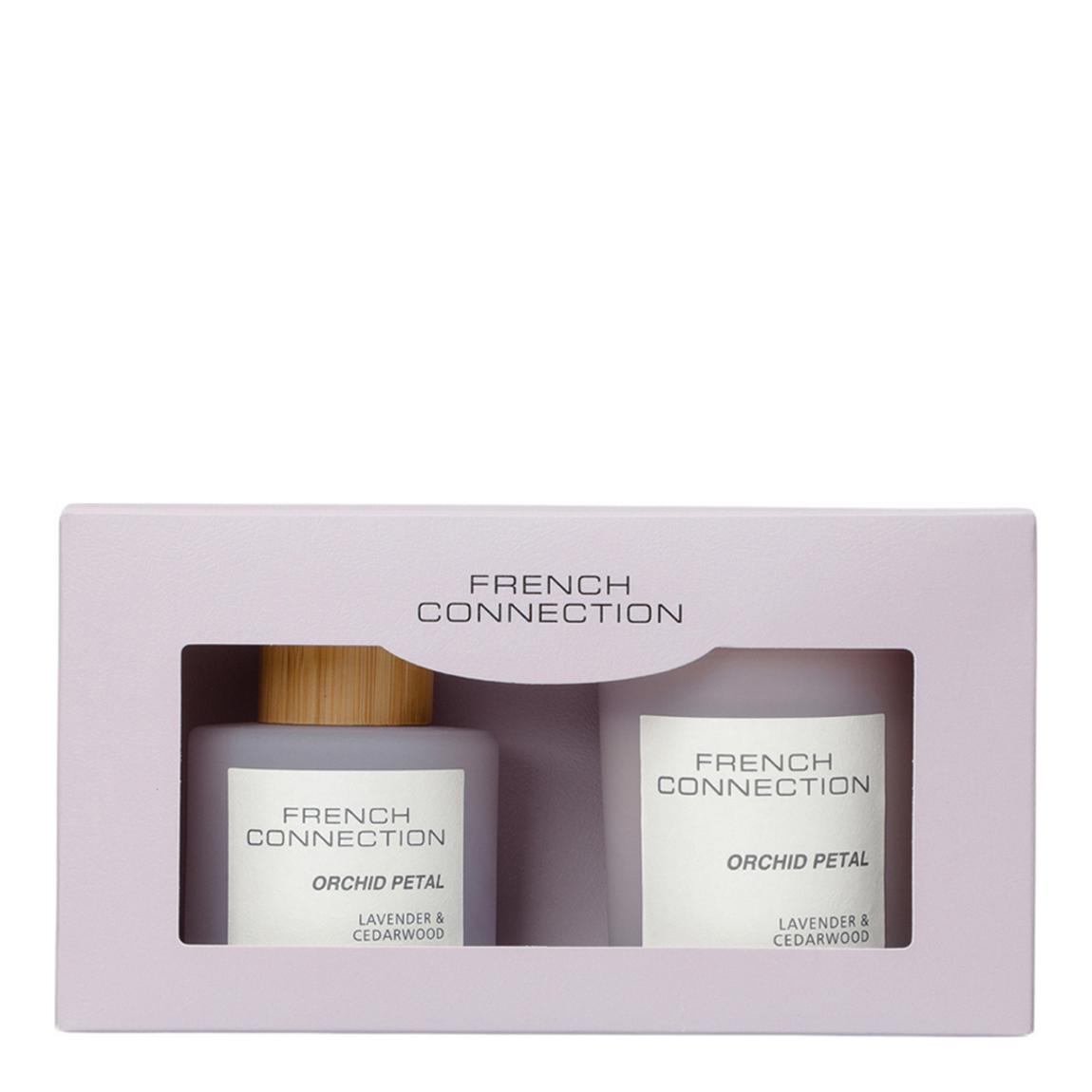 French Connection Pastel Range Orchid Petal 141G Candle and 100ML Reed Diffuser Gift Set main product photo