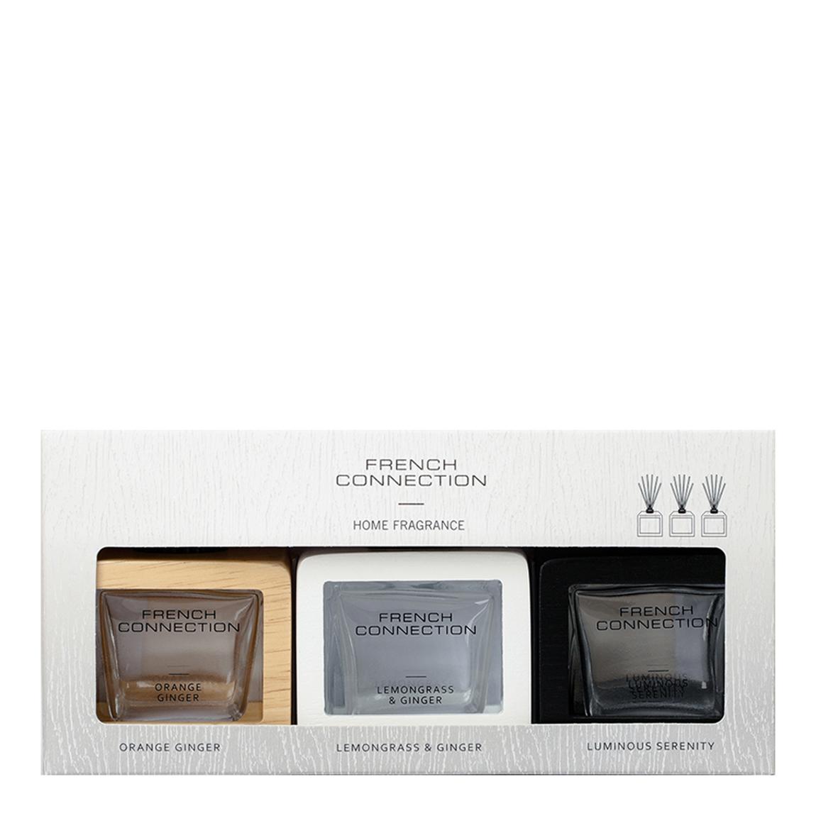 French Connection Wooden Surround Detail Trio of Reed Diffuser Gift Set 3 X 50ML main product photo