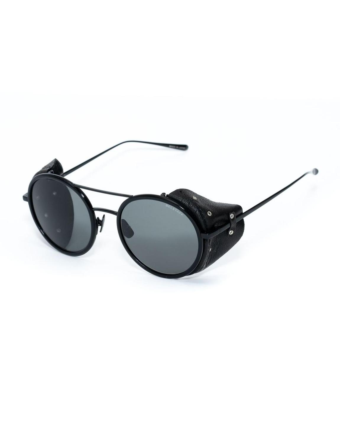 Pilot Round Sunglasses Leather Side Shields Unisex - Black main product photo
