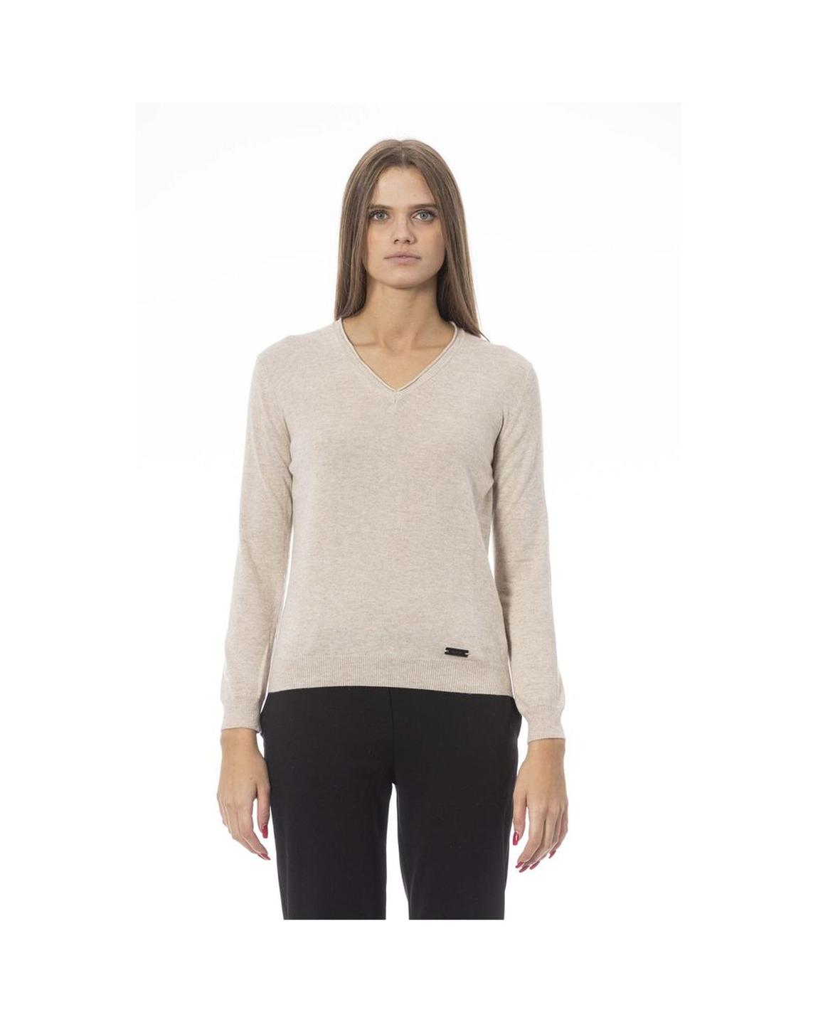 VNeck Cashmere Sweater Model BA23835 Wo - Beige main product photo