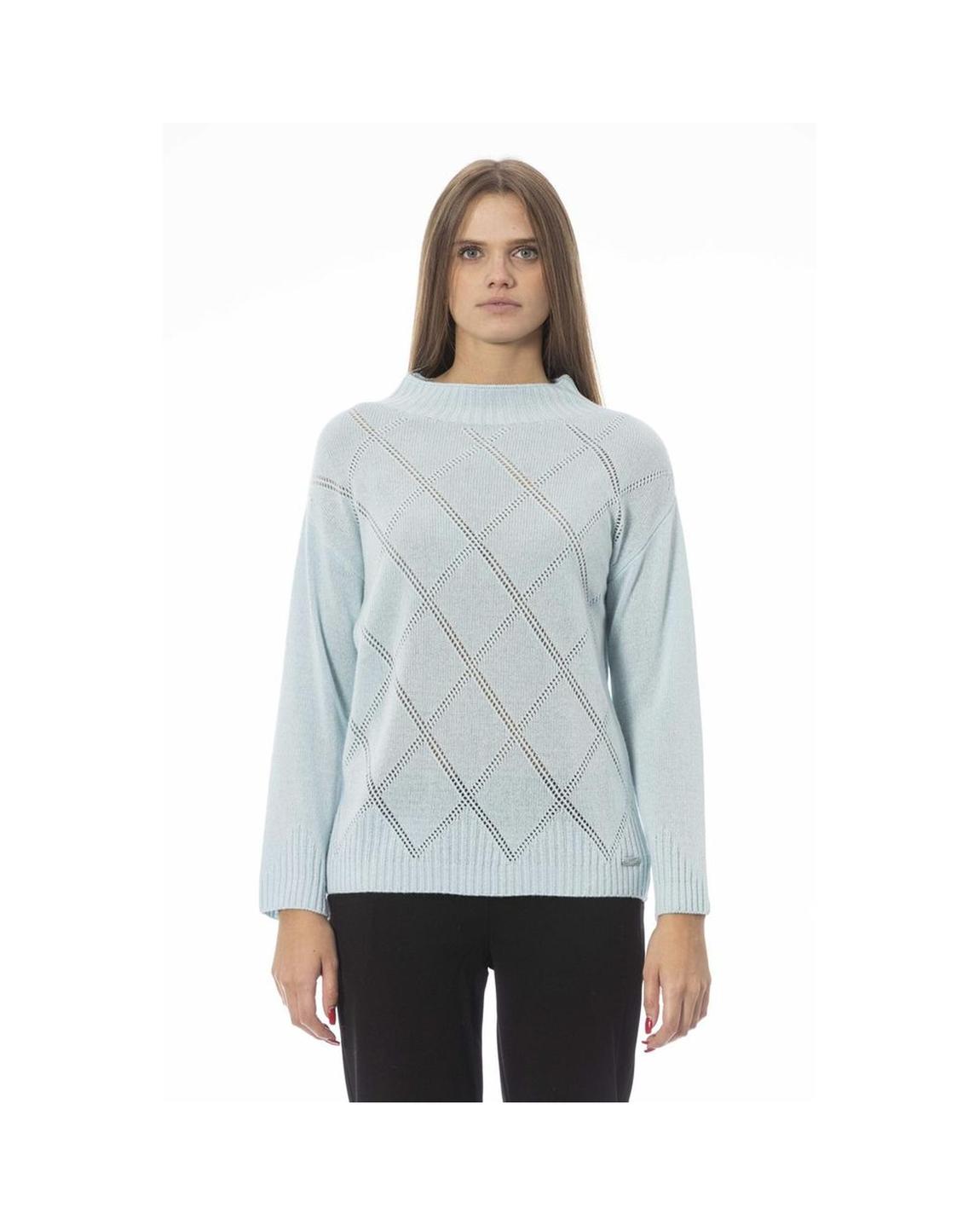 Knitwear Mock Neck Sweater Wo - Light Blue main product photo