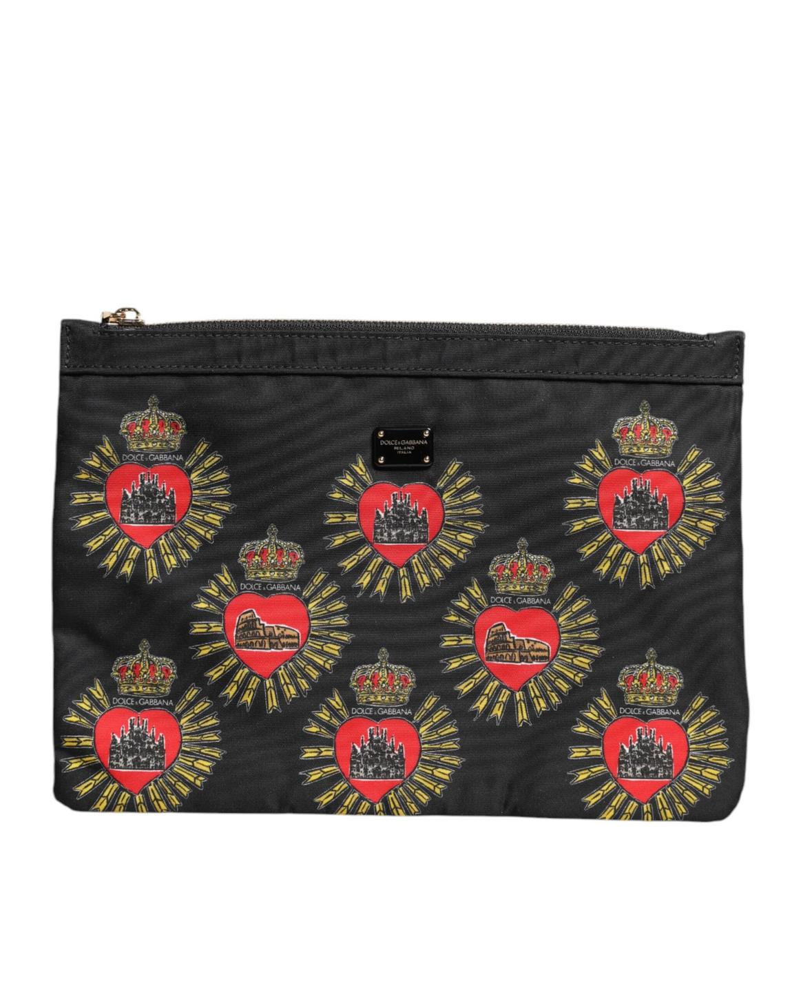 Printed Heart Clutch Wo - Black And Red Clutch Bags main product photo