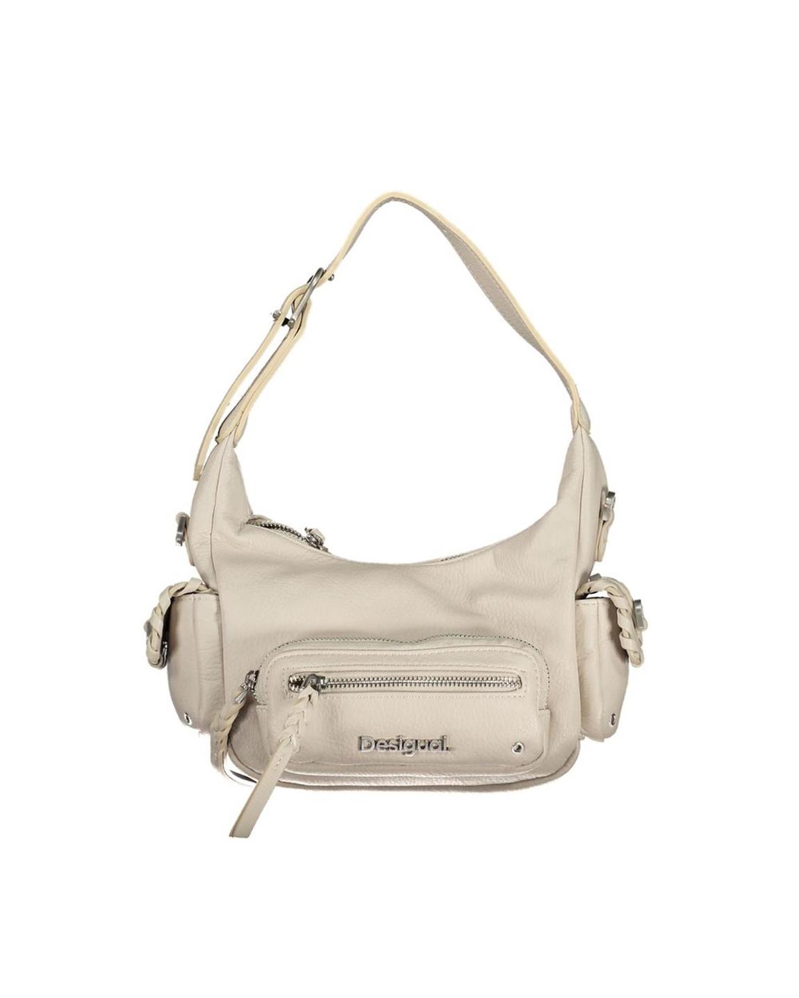 Beige Leather Shoulder Bag Wo - White Handbags main product photo