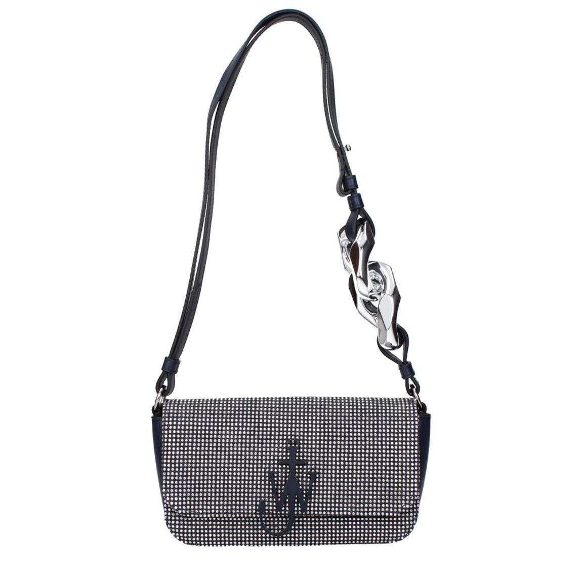 Fabric Shoulder Bag with Front Logo and Adjustable Handle - Blue main product photo