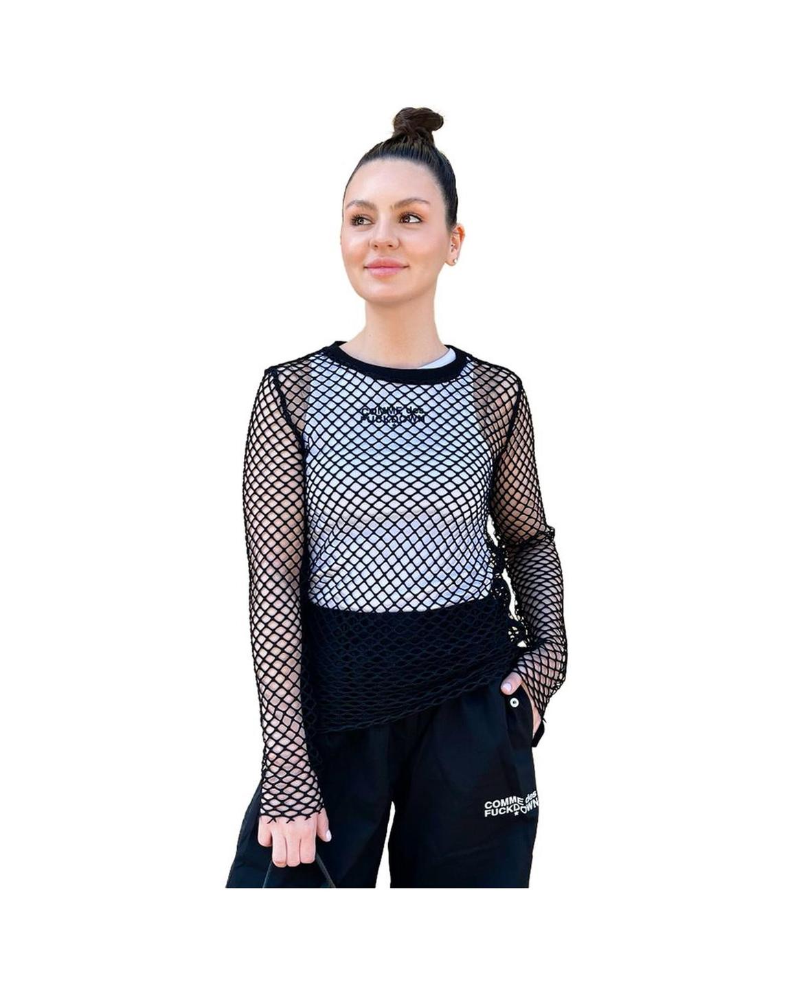 Fishnet Long Sleeve Top Black Wo Tops main product photo
