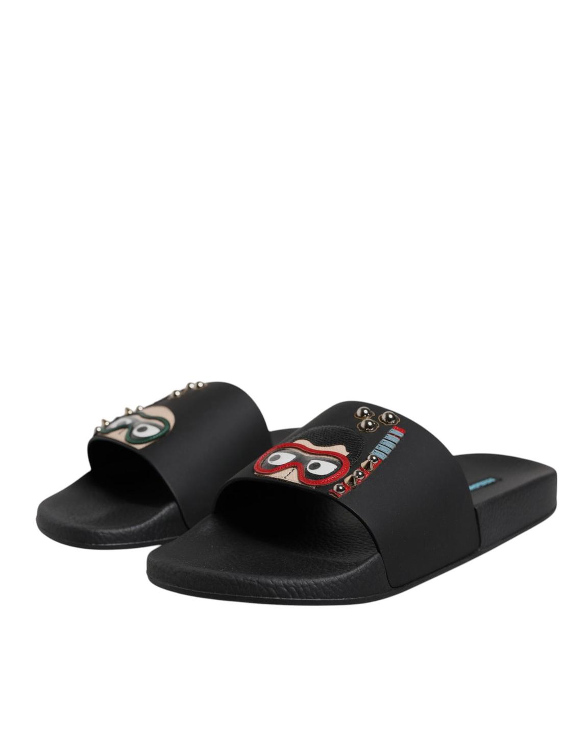 Pool Slides Rubber Slides with Studs- Black Sandals main product photo