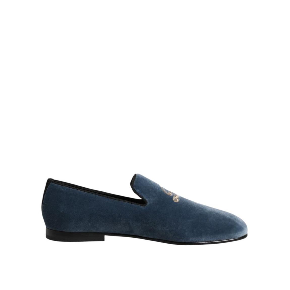 Velvet Embroidered Loafer - Blue main product photo