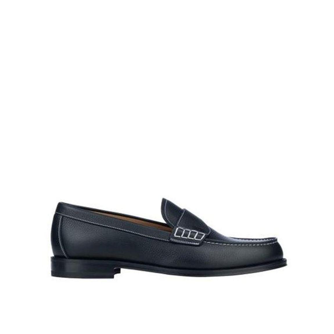Granville Textured Leather Loafers with Front Logo Lettering - main product photo
