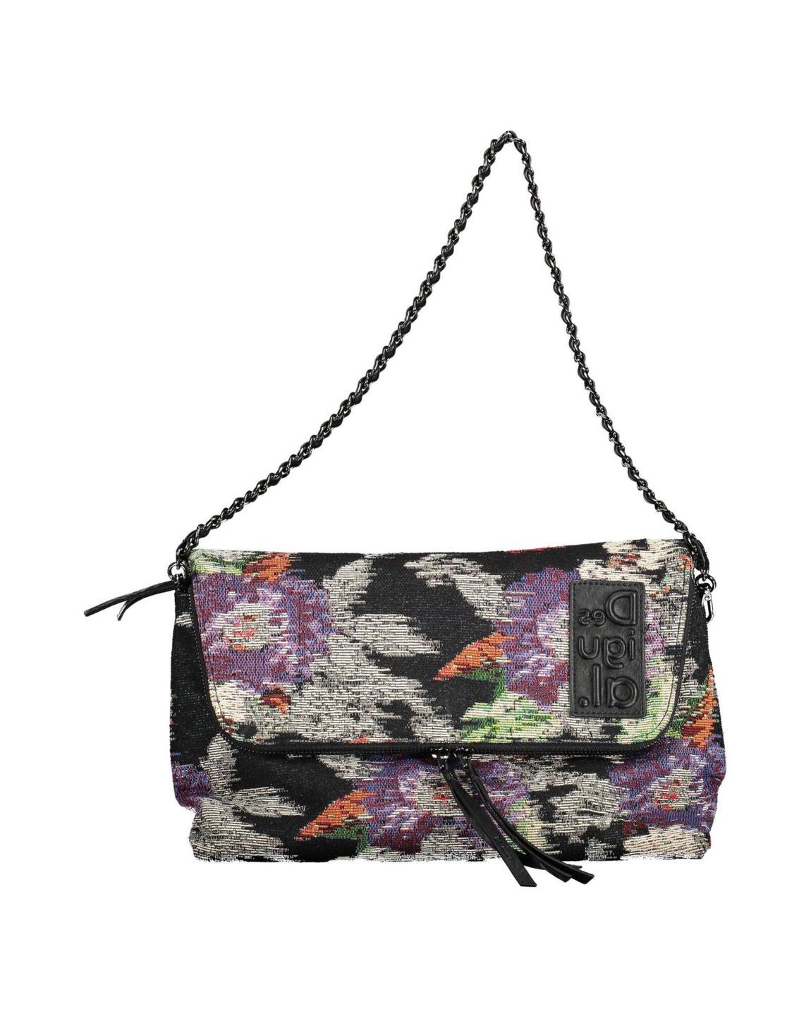 Floral Tapestry Crossbody Chain Bag Wo - Black Handbags main product photo