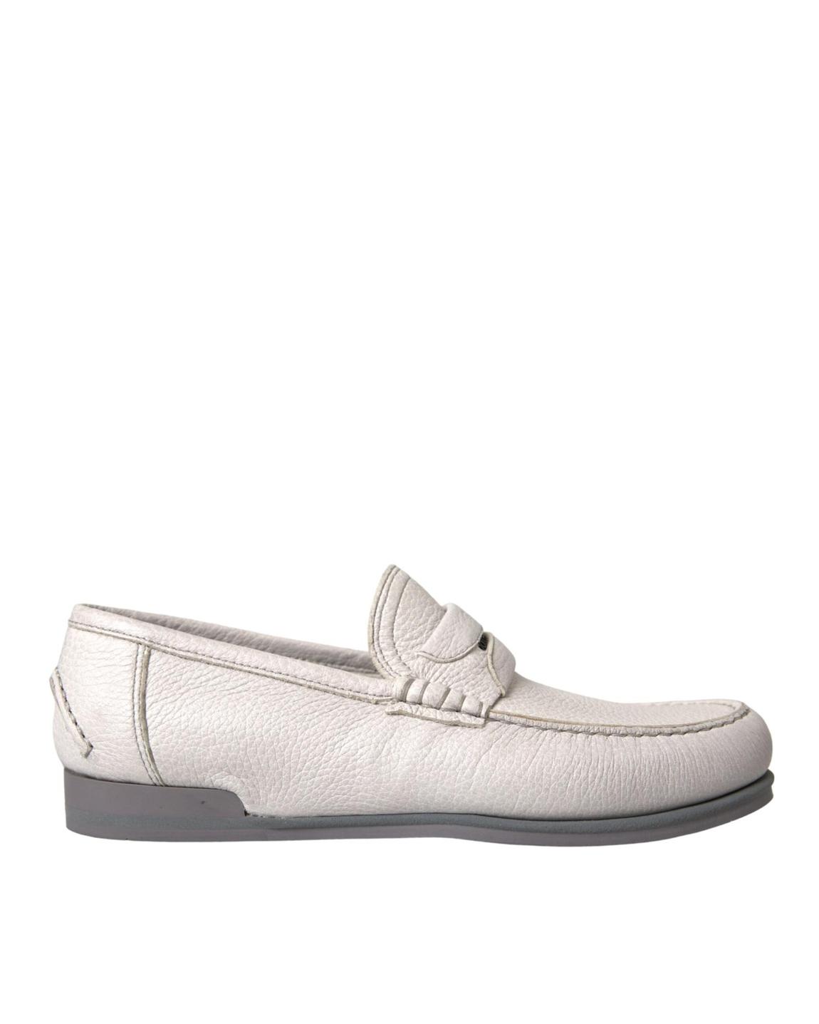 Leather Loafers Penny Style - White main product photo