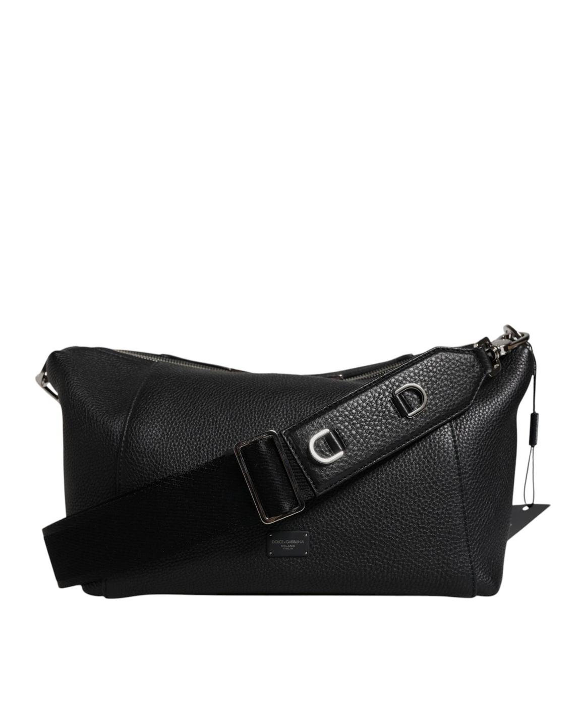 Pebbled Leather Shoulder Bag- Black main product photo