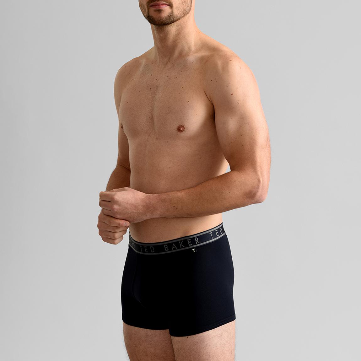 Ted Baker Heren Trunks, katoen, 3-Pack, (TBB02), Marineblauw/Navy Chevron/Heather Grijs, M