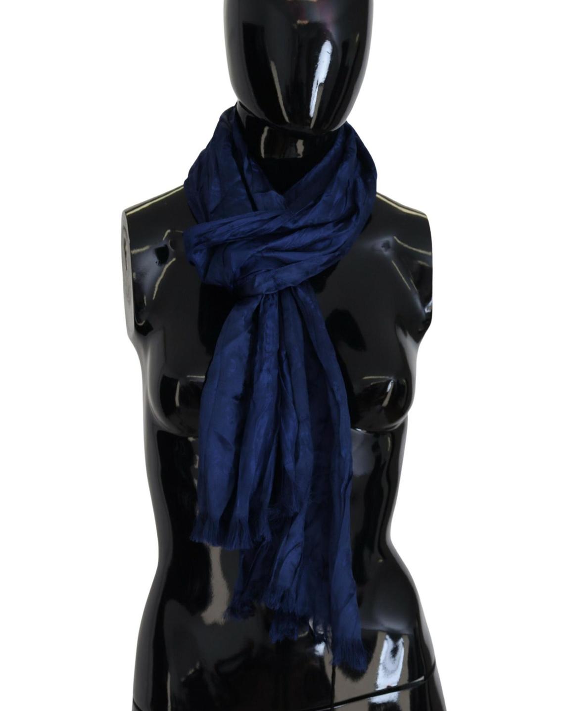 Preloved Silk Textured Scarf Wo - Blue Scarves main product photo