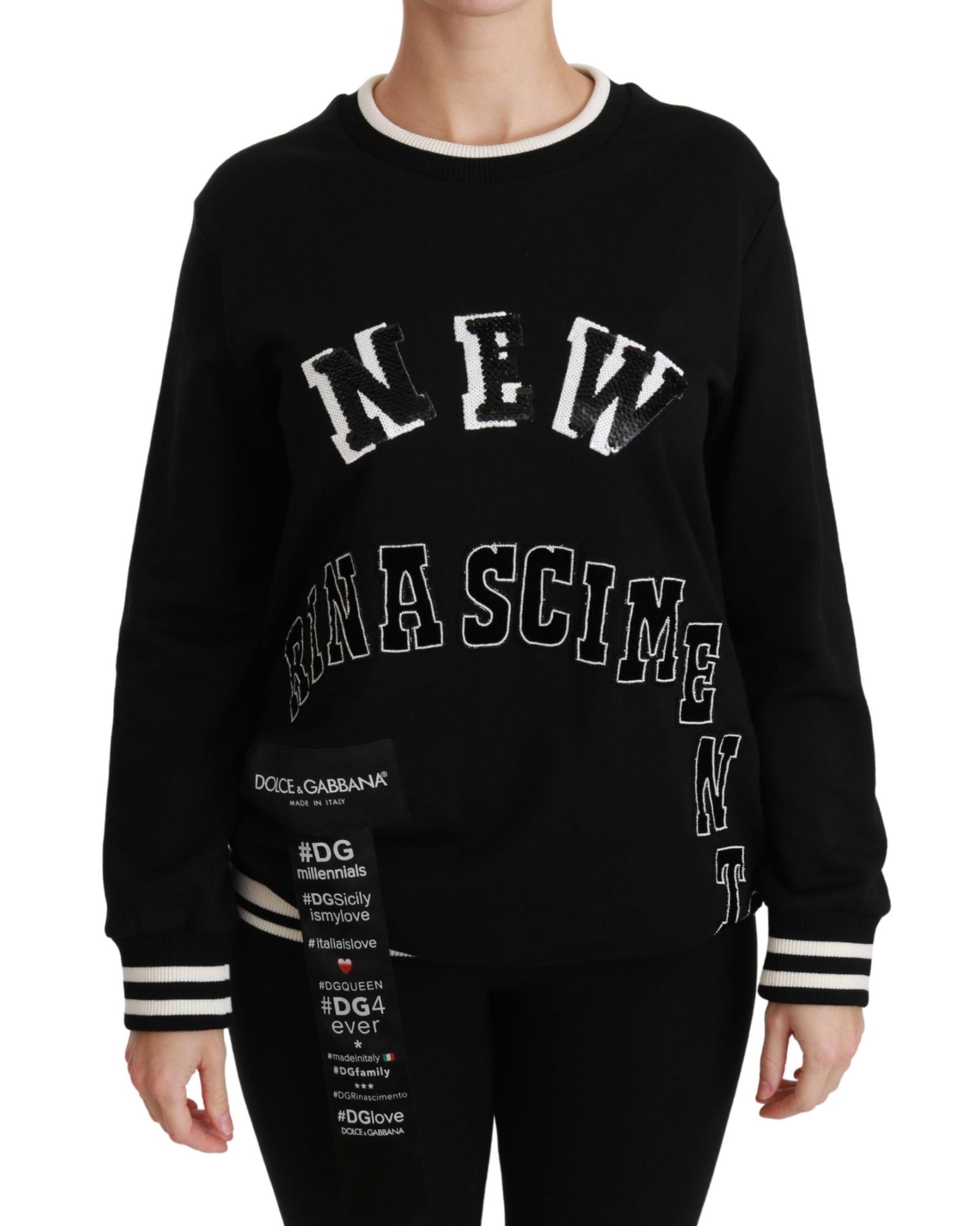 SequinEmbroidered Crew Neck Sweatshirt Wo - Black Sweaters main product photo