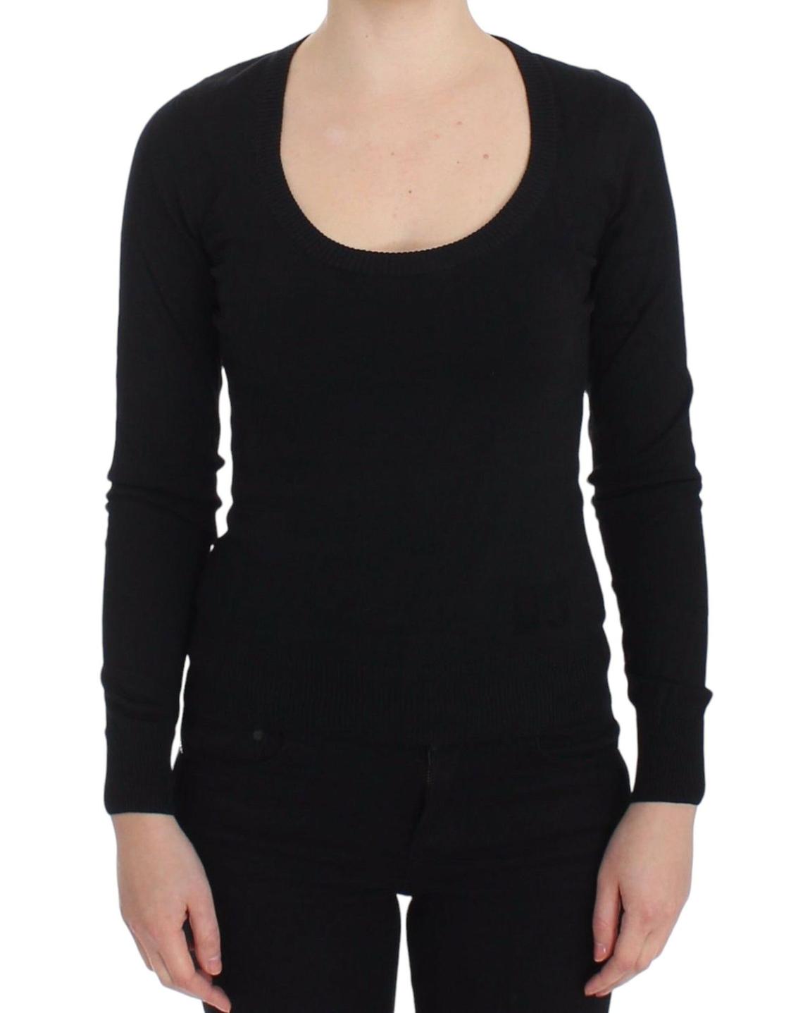 Black Knitwear Sweater Long Sleeve Round Neck Women main product photo