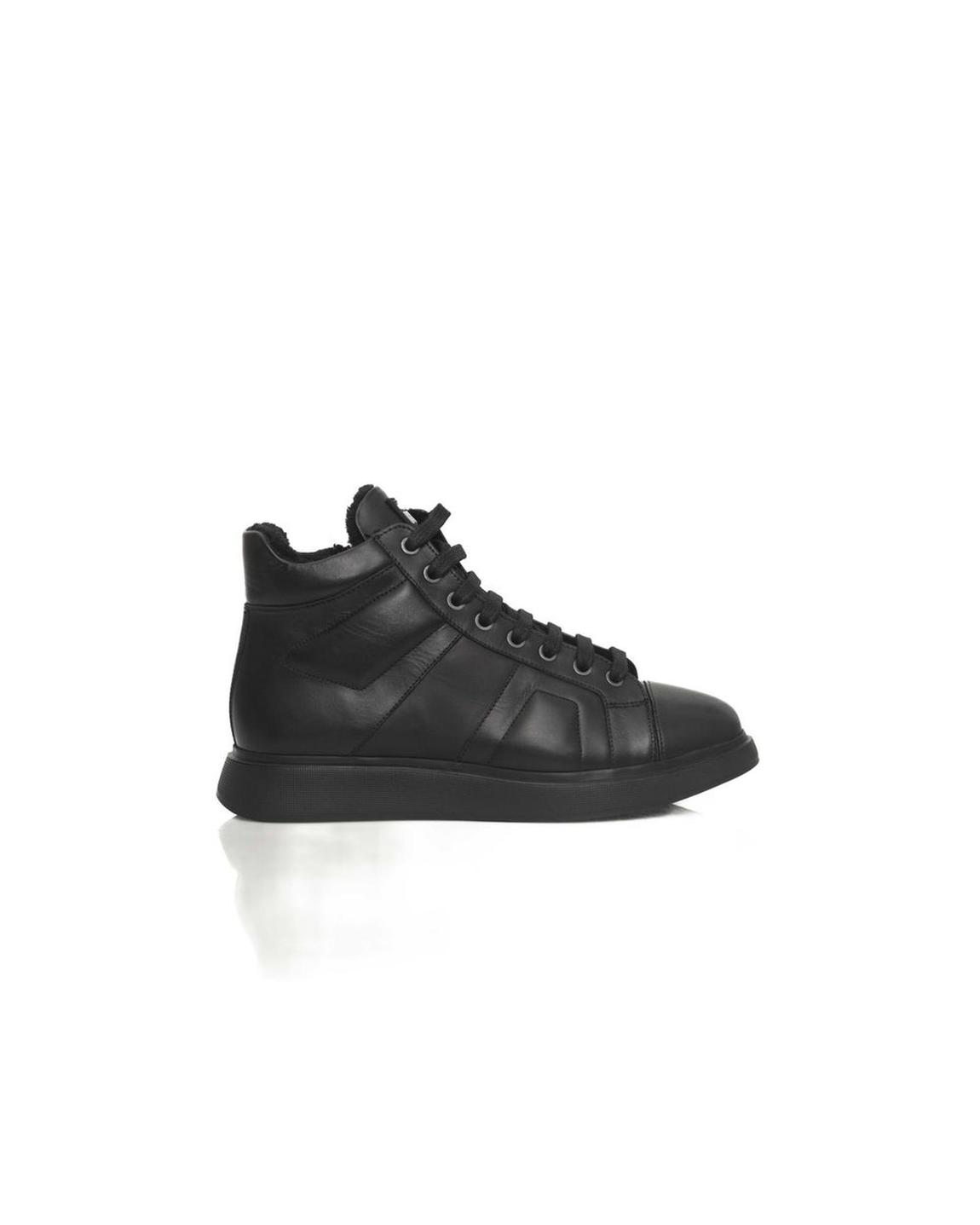 Leather HighTop Sneakers Wo - Black main product photo