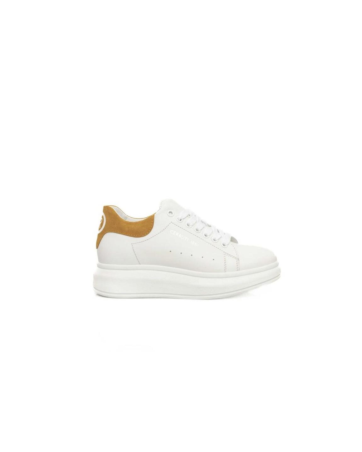 Platform Sneaker Mustard Yellow Accents Wo - White main product photo