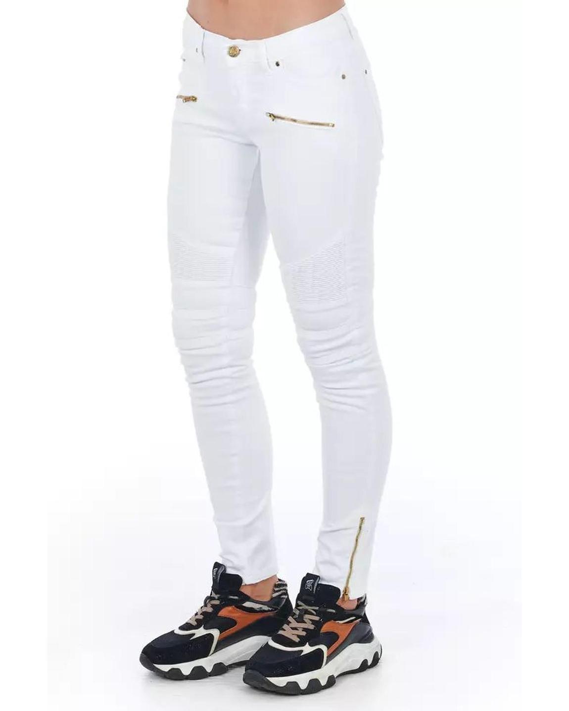 Skinny Jeans with Zipper Detail - White Jeans main product photo
