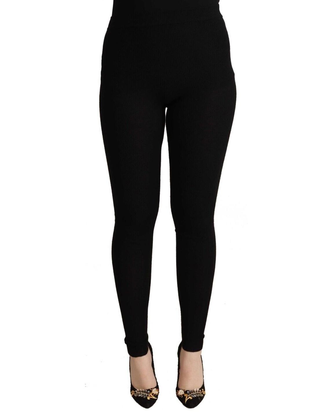 Dolce Gabbana Ribbed Knit Leggings Wo - Black Jeans main product photo