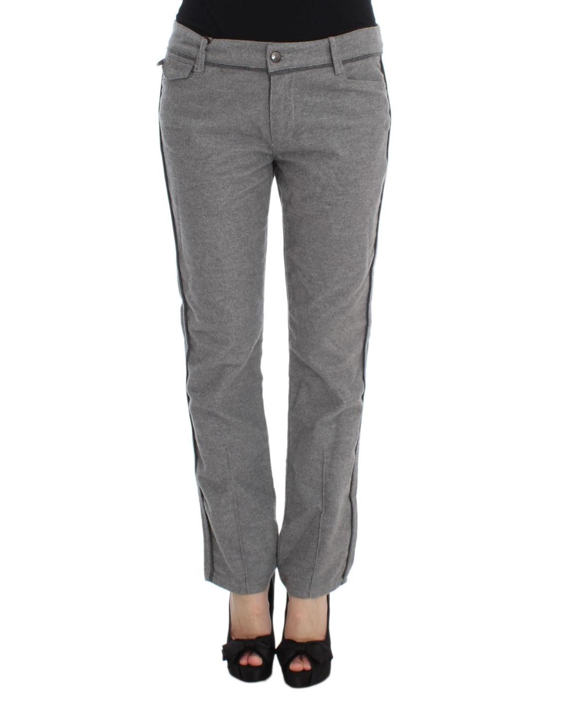 Grey Straight Leg Pants Side Stripe Detail Wo - Gray Jeans main product photo