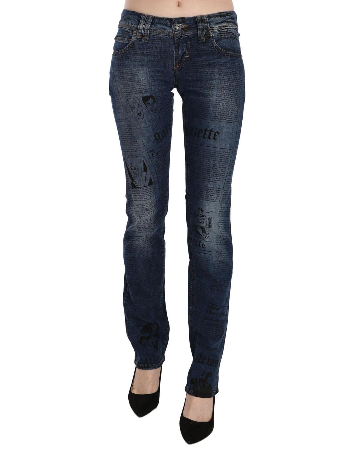 Newspaper Print Jeans PAN70560 Wo - Blue Jeans main product photo
