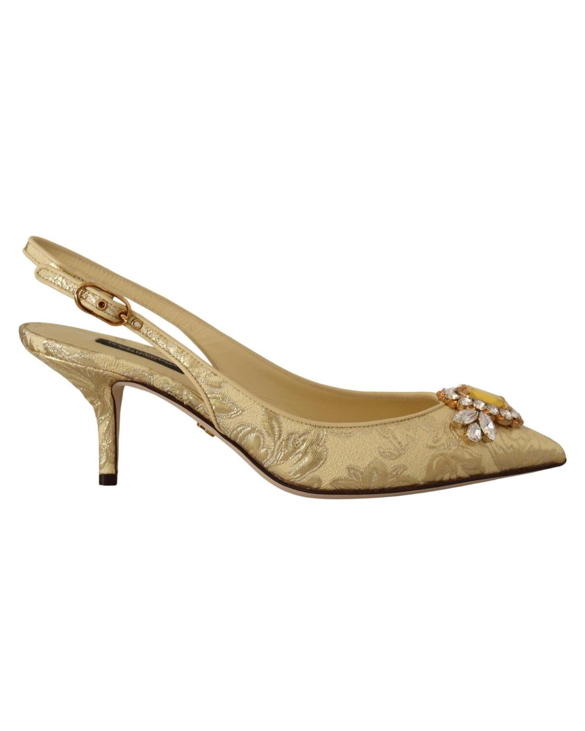 Floral Brocade Slingback Pumps Model LA9763 Wo - Gold main product photo